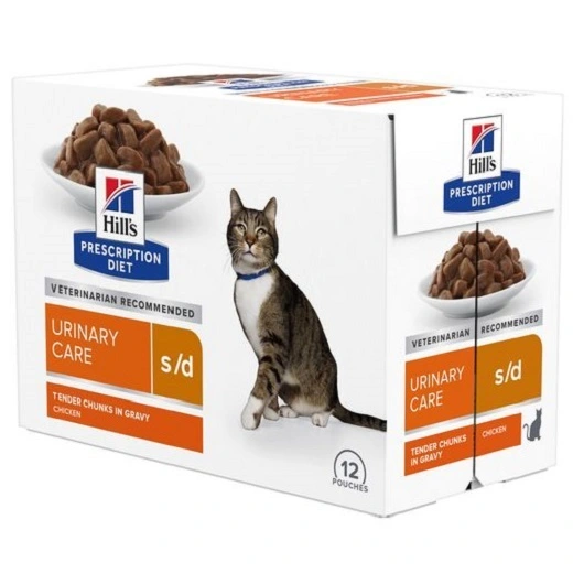 Hill's prescription diet feline s/d urinary care kip pouch 12x85gr. Kattenvoer - afbeelding 1