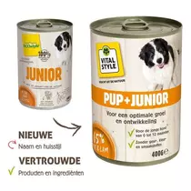 Vitalstyle Ecostyle dog blik pup + junior 400 gram Hondenvoer - afbeelding 2