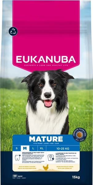15KG Eukanuba dog mature medium breed kip Hondenvoer - afbeelding 1