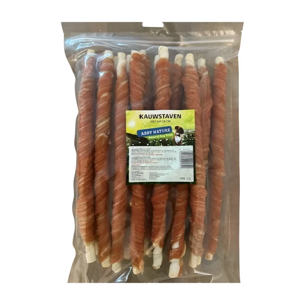 Abby Nature kauwstaven met kip 28 cm 1 kg (15 stuks) - afbeelding 1