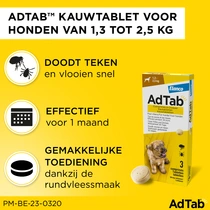 AdTab kauwtablet tegen vlooien en teken voor honden van 1,3 tot 2,5 kg - afbeelding 2