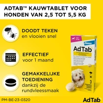 AdTab kauwtablet tegen vlooien en teken voor honden van 2,5 tot 5,5 kg - afbeelding 2