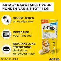 AdTab kauwtablet tegen vlooien en teken voor honden van 5,5 tot 11 kg - afbeelding 2