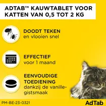 AdTab kauwtablet tegen vlooien en teken voor katten 0,5 tot 2 kg - afbeelding 2