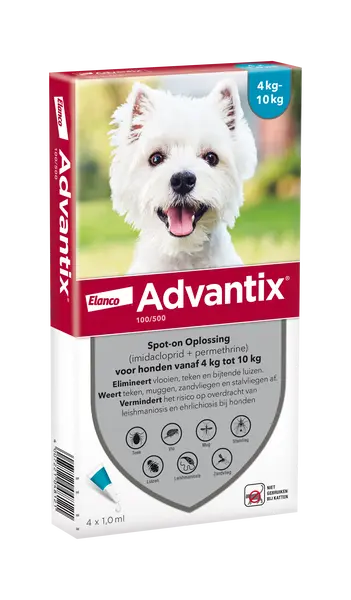 Advantix hond 100/500 4kg tot 10kg 4 pipetten - afbeelding 1