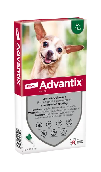 Advantix hond 40/200 tot 4kg 6 pipetten - afbeelding 1
