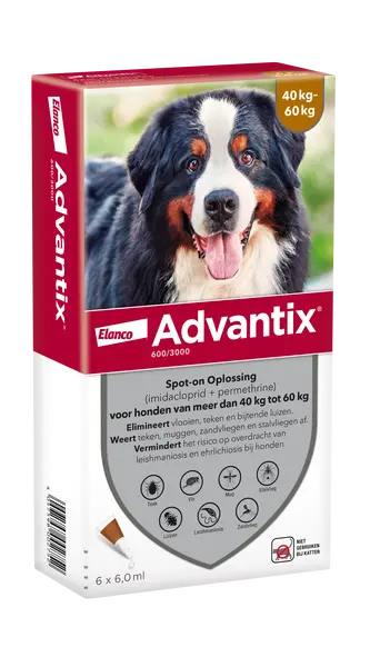Advantix hond 600/3000 40kg tot 60kg 6 pipetten - afbeelding 1