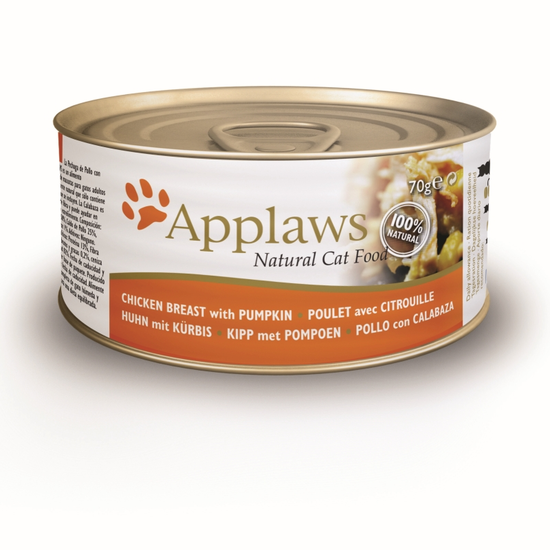 Applaws blik kippenborst & pompoen kattenvoer 24X70 gram