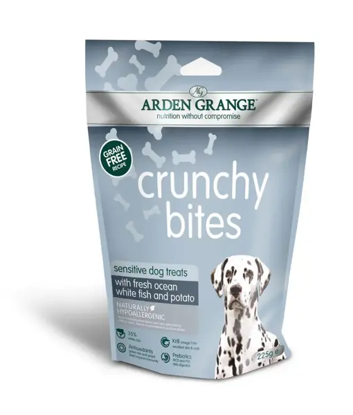 Arden grange crunchy bites sensitive witvis 225 gram Hondenkoekjes - afbeelding 1