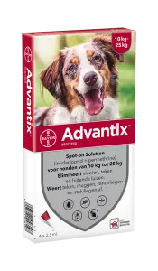 Bayer advantix hond 250/1250 10kg tot 25kg 4 pipetten