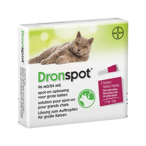 Dronspot grote kat (5-8kg) 2 pipetten ontworming