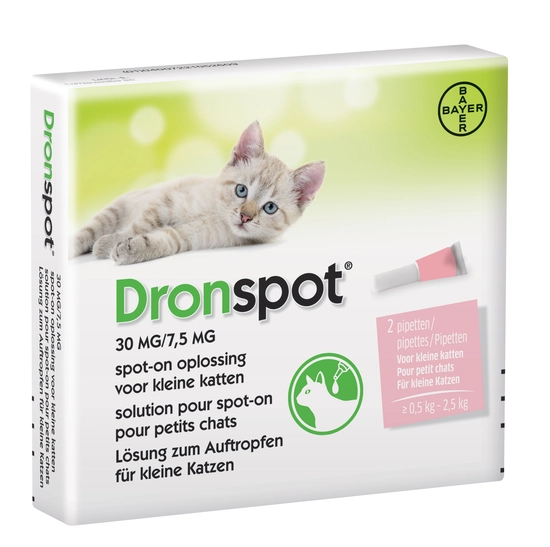 Dronspot kleine kat (0,5-2,5kg)  2 pipetten ontworming