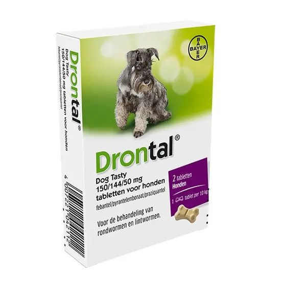 Drontal dog tasty 10 kg 2 tabletten ontwormingsmiddel