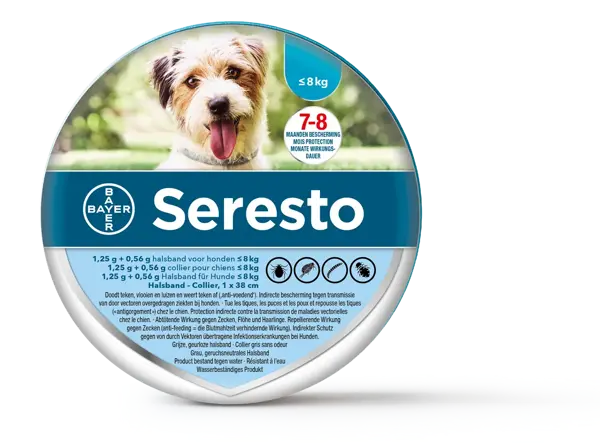 Seresto band hond tot 8 kg Vlooien- en Tekenband