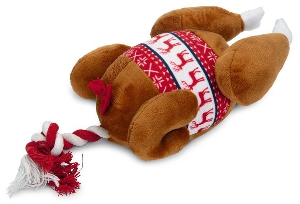 Beeztees kerst kalkoen met touw&piep hondenspeelgoed - afbeelding 1