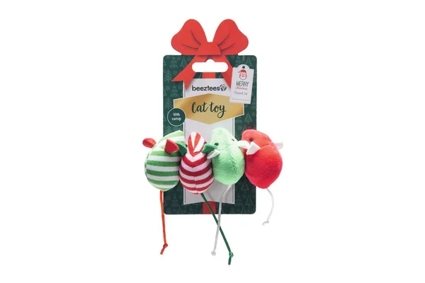 Beeztees kerst muisjes catnip 4 stuks - afbeelding 1