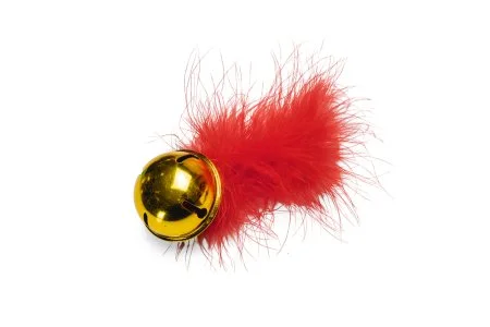 Beeztees kerstbel met veer rood - afbeelding 1