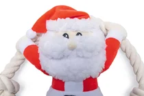 Beeztees kerstman knuffel met touw&piep hondenspeelgoed - afbeelding 4