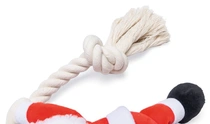Beeztees kerstman knuffel met touw&piep hondenspeelgoed - afbeelding 2