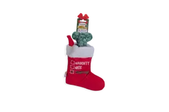 Beeztees kerstsok met bot rood/ wit hondenspeelgoed - afbeelding 1