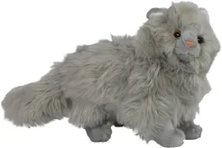 Boony decoration kat staand pluche grijs 30 cm - afbeelding 1