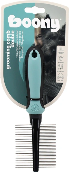 Boony verzorgingskam dubbel middel/grof hond - afbeelding 1