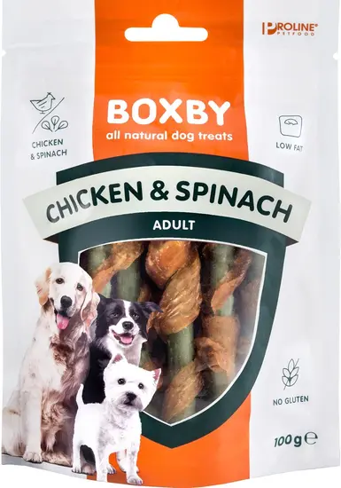 Boxby chicken & spinach sticks adult 100 gram - afbeelding 1