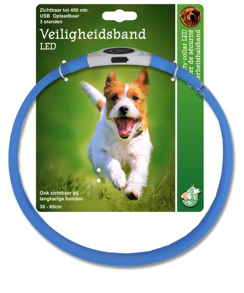 De Boon veiligheidsband led light extra breed 25-65 cm blauw