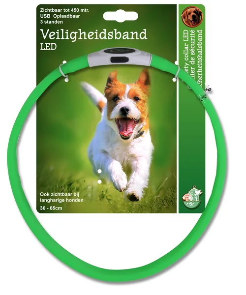 De Boon veiligheidsband led light extra breed 25-65 cm groen