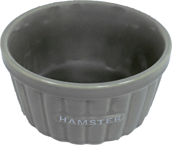 Eetbak hamster steen ribbel taupe 8 cm