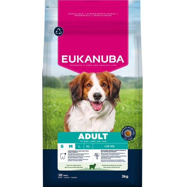 Eukanuba dog adult lam&rijst small&medium breed 3kg - afbeelding 1