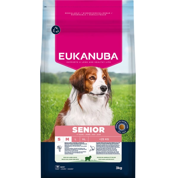 Eukanuba senior lam&rijst small/medium breed 3kg Hondenvoer - afbeelding 1
