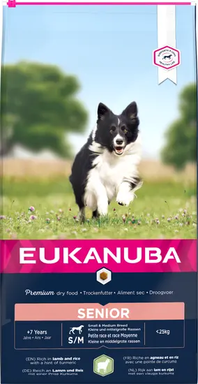 Eukanuba dog senior small&medium breed lam&rijst 12 kg Hondenvoer