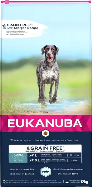 Eukanuba grain free adult large breed zeevis 12 kg Hondenvoer (na advies van KNG