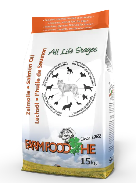 Farm Food HE zalmolie 15 kg + gratis fresh menu 125 gram