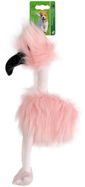 Fluffy bird roze/zwart 35cm met piep - afbeelding 1