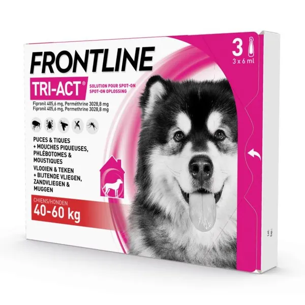 Frontline Tri-act hond x-large 40-60kg 3 pipetten - afbeelding 1