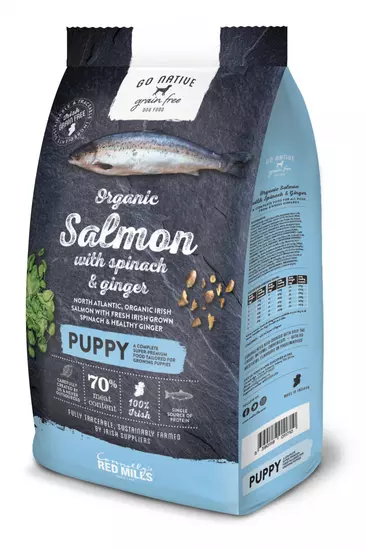 Go native puppy organic salmon & spinach & ginger 12 kg hondenvoer - afbeelding 1