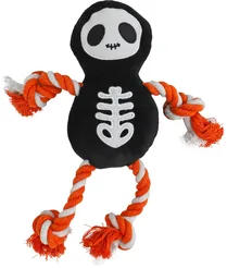 Halloween skelet met touw zwart/wit piep 30cm - afbeelding 2