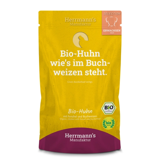 Herrmanns pouch bio adult kip 150 gram
