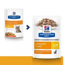 Hill's prescription diet feline c/d urinary care kip pouch 12x85 gram Kattenvoe