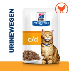 Hill's prescription diet feline c/d urinary care kip pouch 12x85 gram Kattenvoer - afbeelding 2