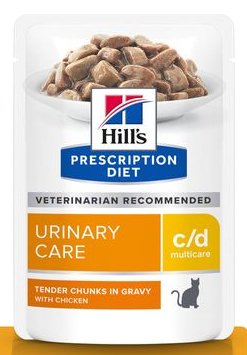 Hill's prescription diet feline c/d urinary care kip pouch 12x85 gram Kattenvoe