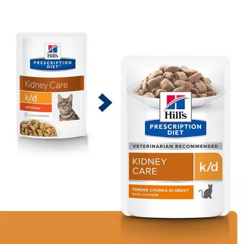 Hill's prescription diet feline k/d kidney care kip pouch 12x85 gram Kattenvoer - Noord's Dierenvoeders