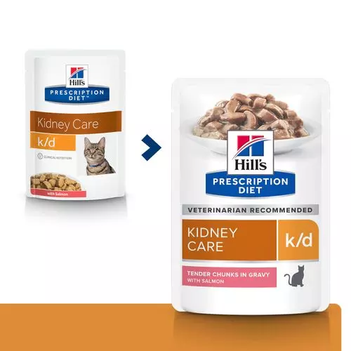 Hill's prescription diet feline k/d kidney care zalm pouch 12x85 gram Kattenvoe - afbeelding 1