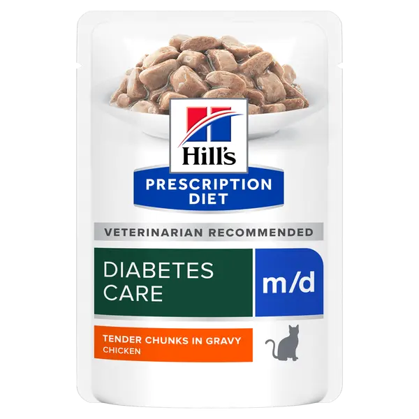 Hill's prescription diet feline m/d diabetes care kip pouch 12x85gr. Kattenvoer - afbeelding 1