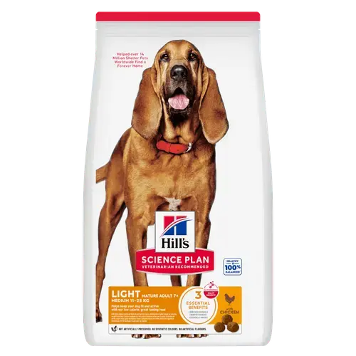 Hill's science plan canine light mature adult 7+ kip 14 kg Hondenvoer - afbeelding 1