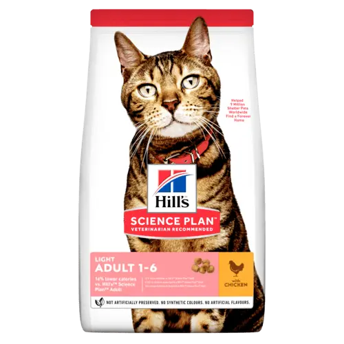 Hill's science plan feline adult light 1-6 jaar kip 10 kg Kattenvoer