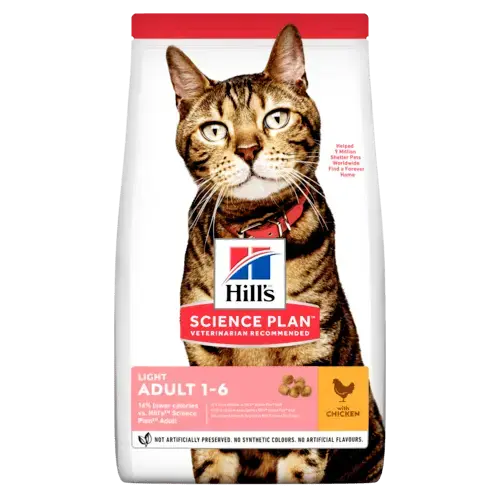 Hill's science plan feline adult light 1-6 jaar kip 10 kg Kattenvoer