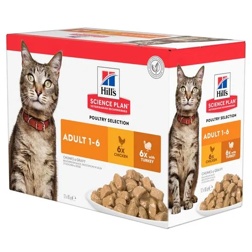 Hill's science plan feline multipack adult pouch gevogelte 12x85 gram Kattenvoe